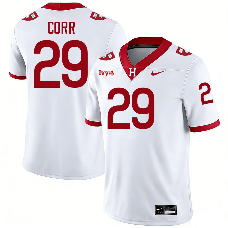 Harvard Crimson #29 Kieran Corr College Football Jerseys,Uniforms Stitched-White
